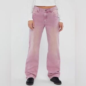 GUESS Originals Mid-Rise Women’s Overdye Slouchy Carpenter Pink Wash Jeans